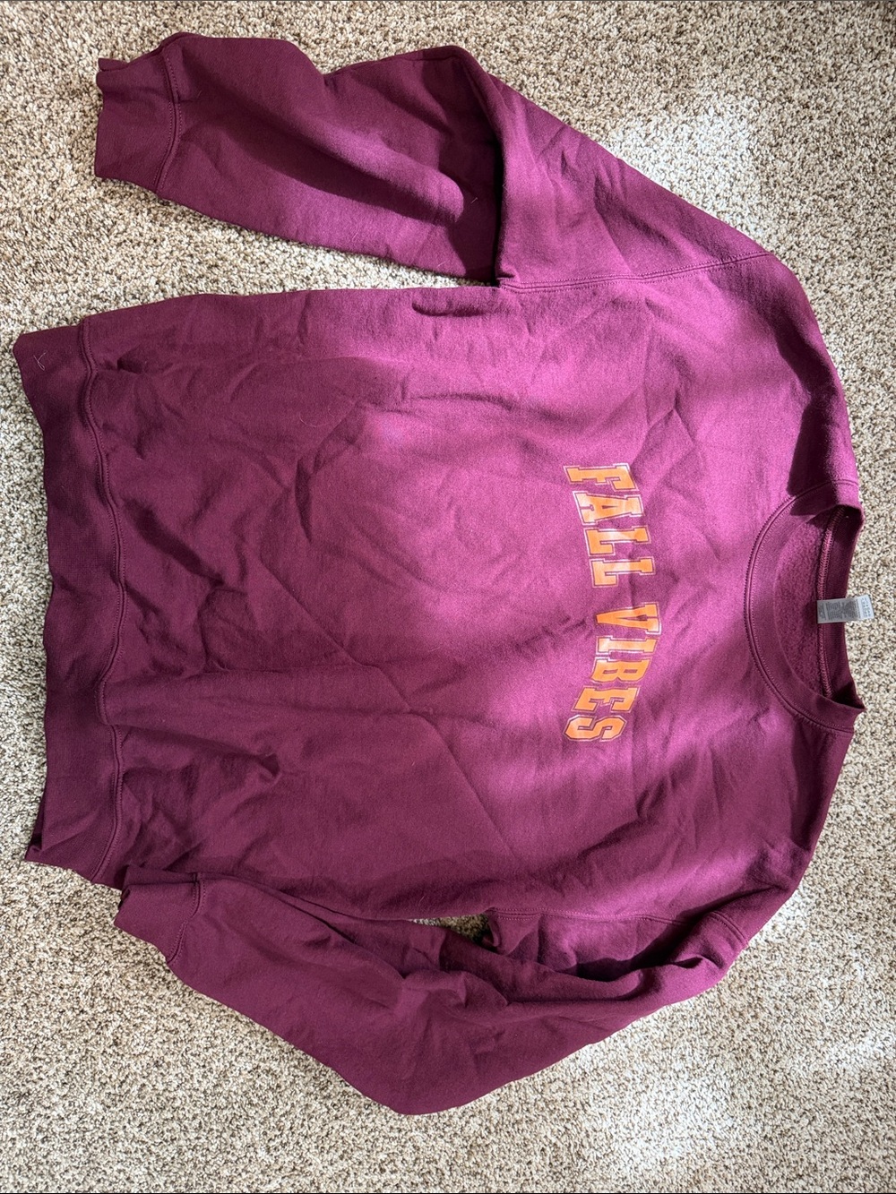 Gildan Maroon 'Fall Vibes' Crewneck Sweatshirt